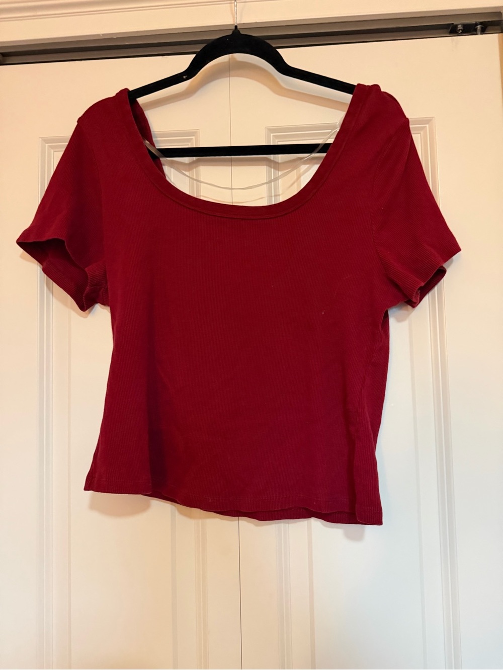 Universal Thread Red Ribbed Scoop Neck Crop Top
